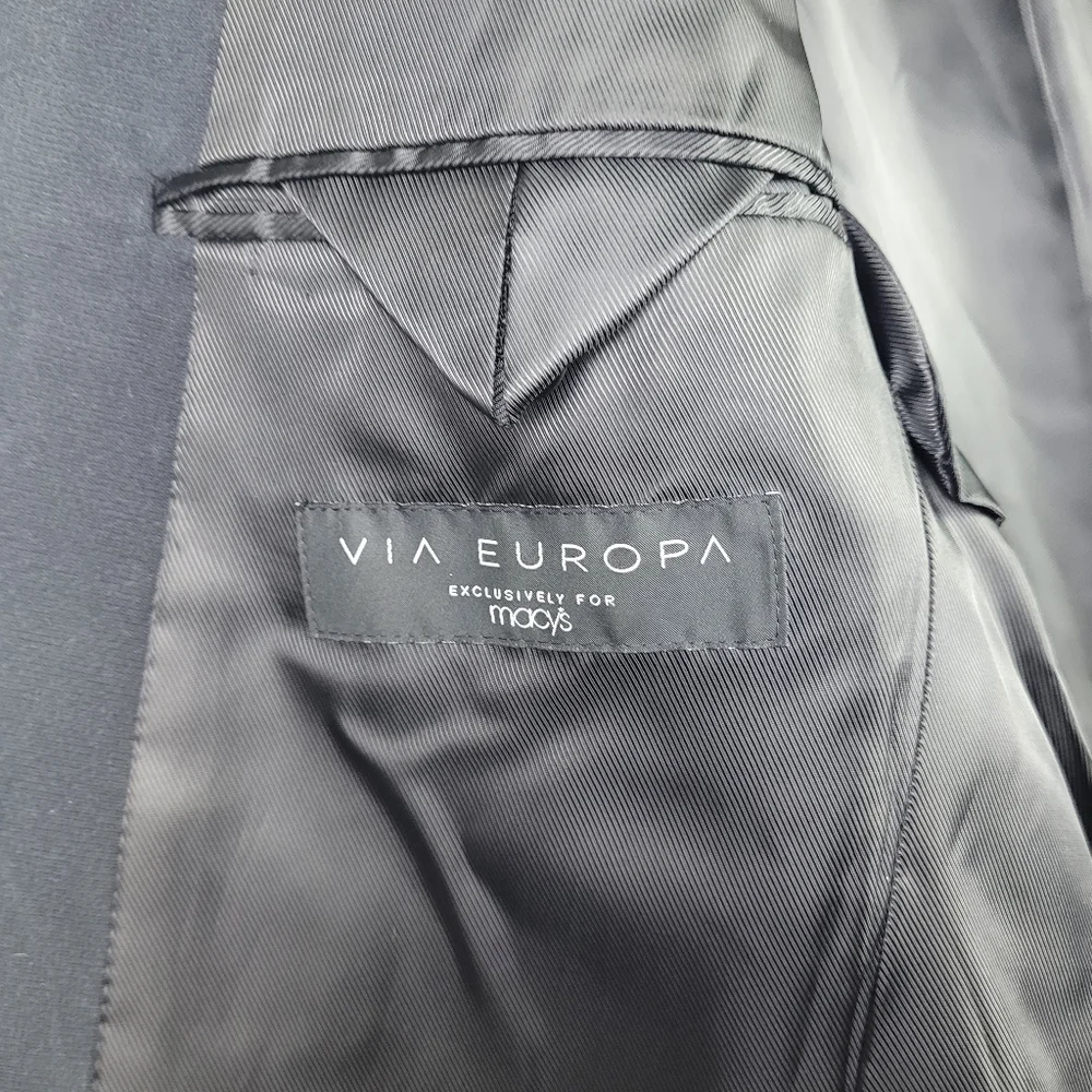 40R Via Europa For Macy's Mens‎ Charcoal Black Sueded Blazer
